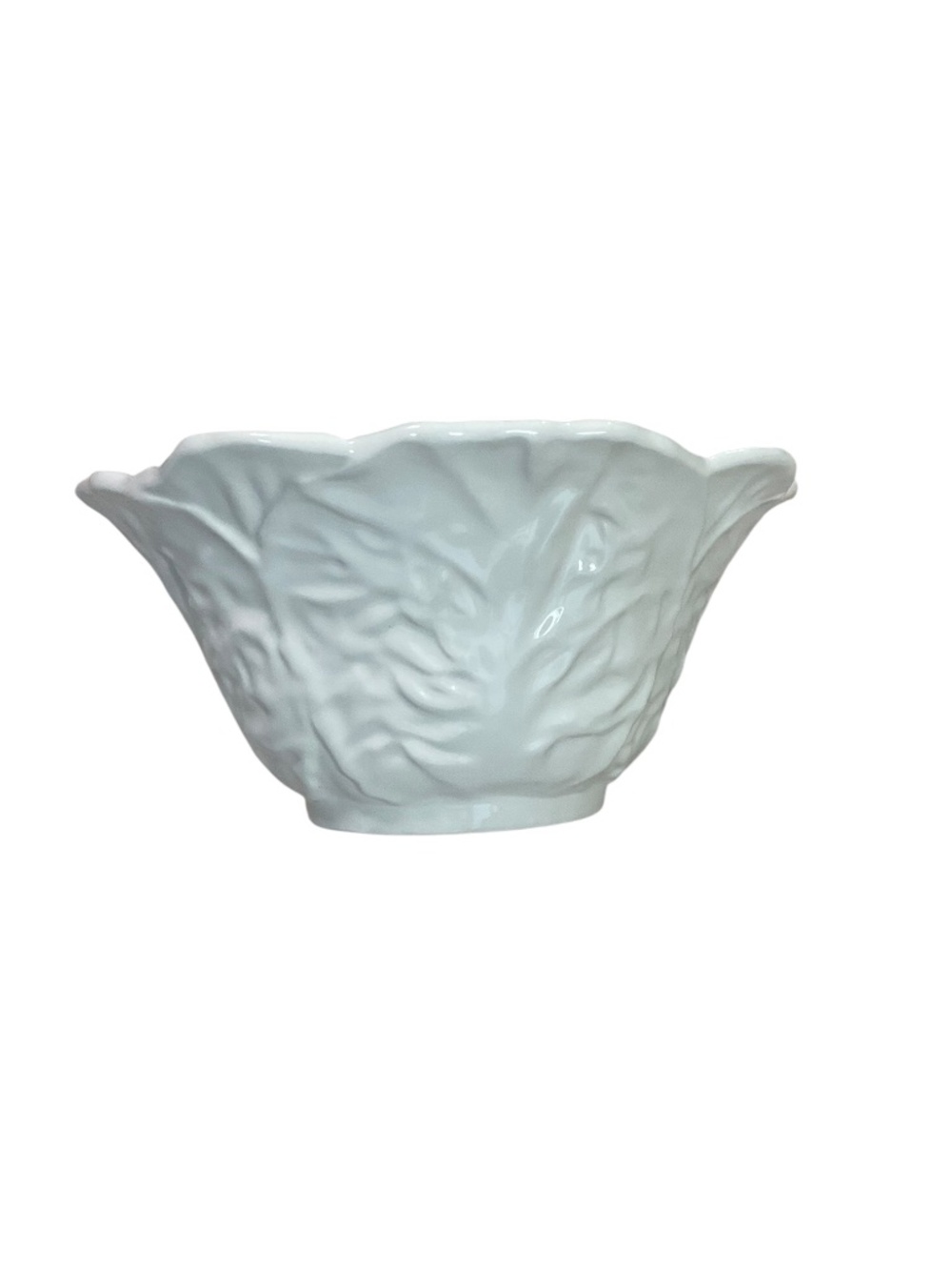 J. Willfred Charles Sadek White Cabbage Leaf Ceramic Serving Bowl 11”